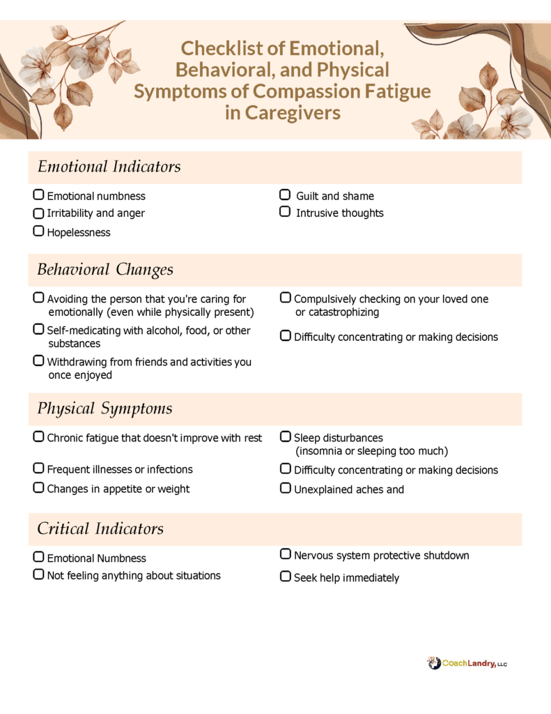 Recognizing Caregiver Fatigue Checklist